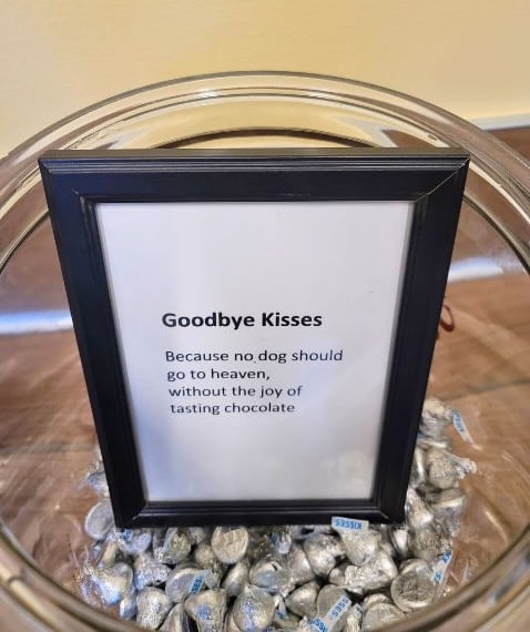 Goodbye kisses treats at Sugar River Animal Hospital